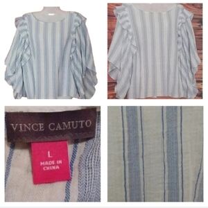 🌹VINCE Camuto cotton top with ruffles